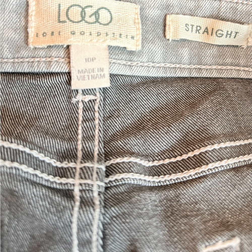 LOGO by Lori Goldstein Women’s Light Gray Straight Jeans Size 10 - Picture 7 of 15